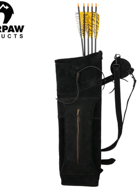 Bearpaw70166熊爪射箭箭囊箭壶箭袋黑色真皮反曲弓后背箭筒弓箭包