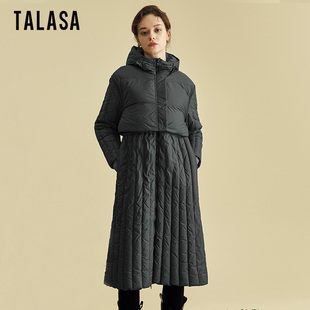 保暖 马夹时尚 TALASA商场同款 设计两件套连帽长羽绒服女2024冬新款