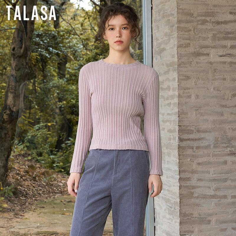 坑条镂空羊绒羊毛针织衫TALASA
