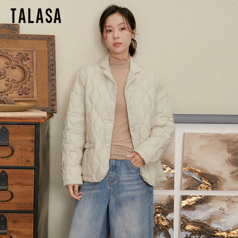 TALASA通勤短款宽松羽绒服白鹅绒