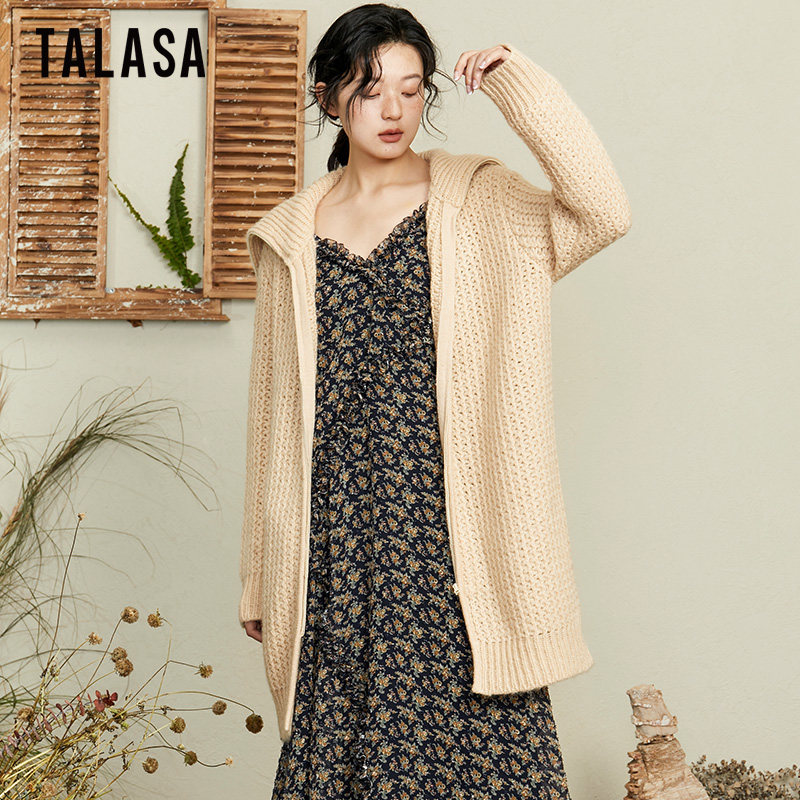 羊毛拉链开衫TALASA慵懒感大翻领