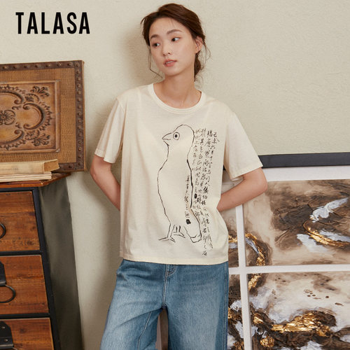 TALASA短袖T恤国风水墨印花百搭