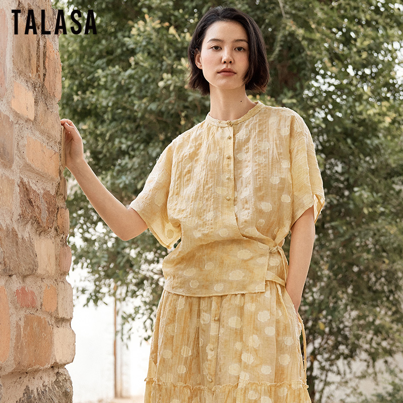 TALASA天丝提花新中式设计感T恤