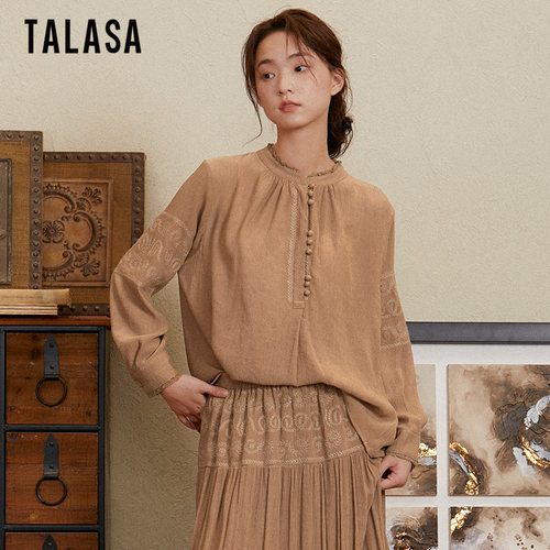 TALASA娃娃刺绣设计衬衫宽松显瘦