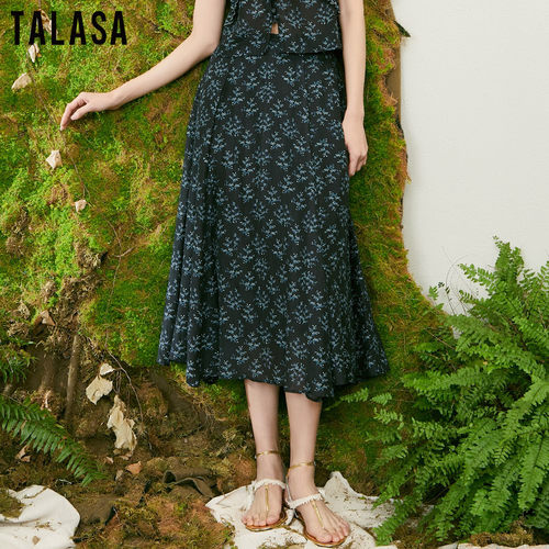 TALASA长裙A字印花半身裙印花