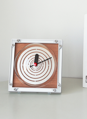 虚室杂陈新款原创圆圈中古包豪斯钟表高级感静音客厅时钟桌面摆件