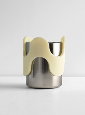 虚室杂陈新款现代创意奶黄亚克力客厅办公书房置物盒笔筒收纳摆件