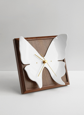 虚室杂陈新款原创可爱蝴蝶立钟座钟北欧简约时尚个性静音家用装饰