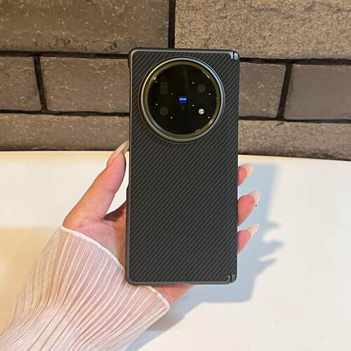 适用于vivoxfold5手机壳新款超薄碳纤维纹X Fold3折叠屏防摔后壳xfold5pro全包中轴保护套5G简约商务