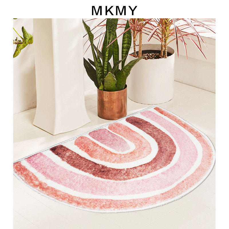 少女心彩虹半圆地垫仿羊绒防滑垫