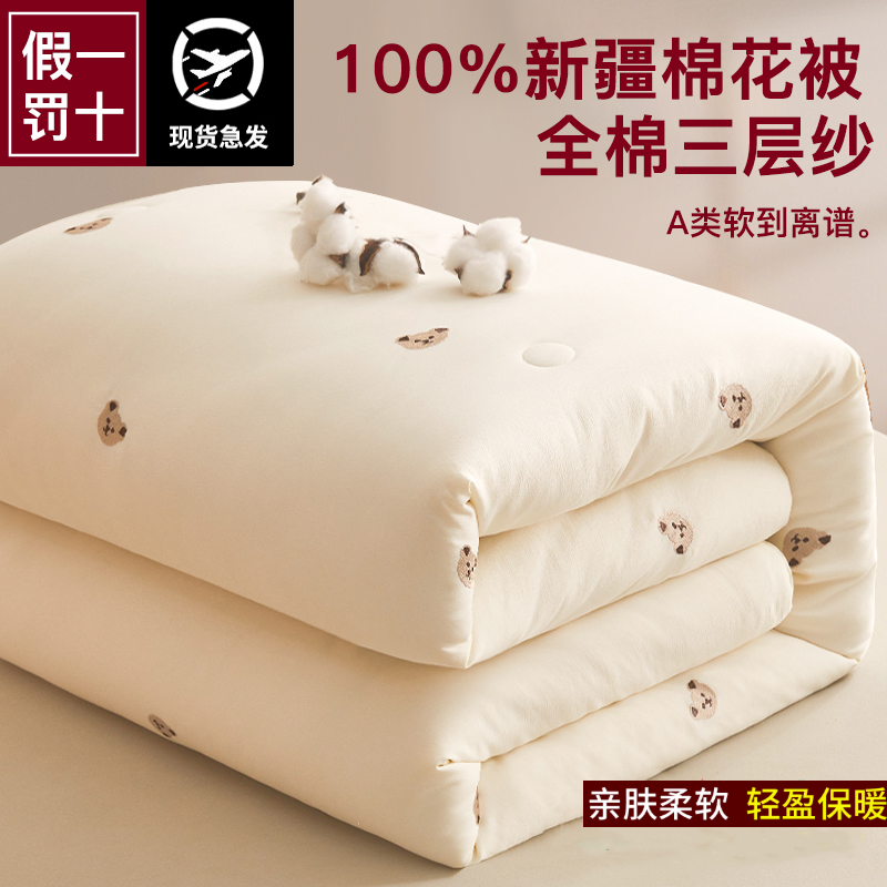 新疆棉花被子冬被全棉纯棉花棉絮加厚保暖儿童冬季被芯春秋被棉被