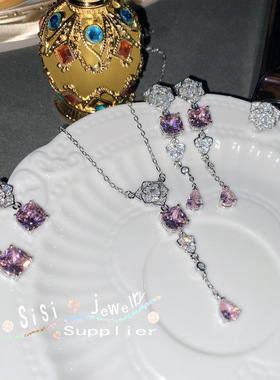 新款复古公主粉山茶花耳钉戒指女