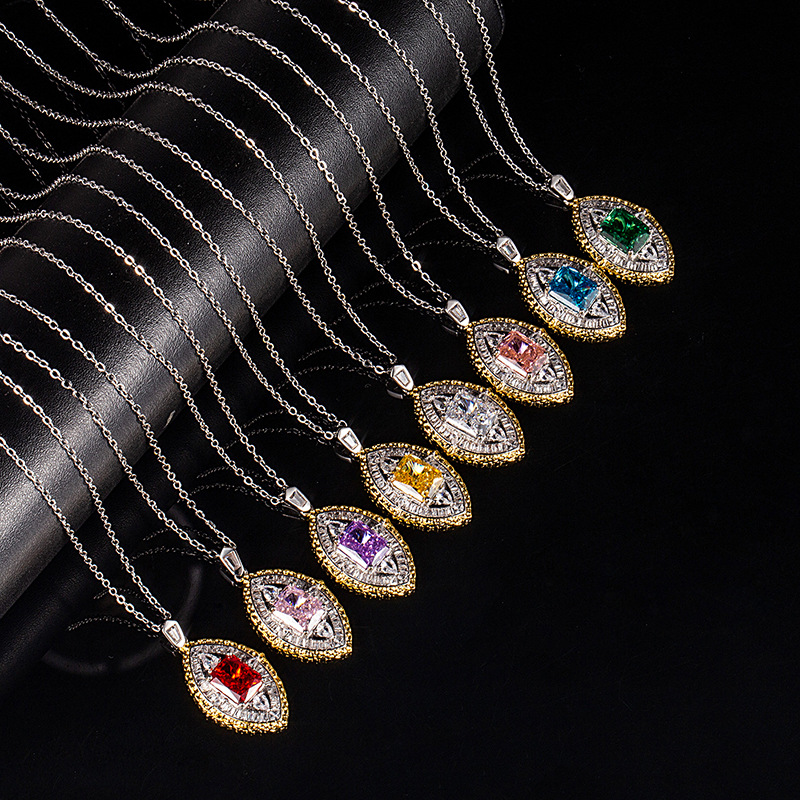 马眼日落高碳钻帕帕拉恰项链百搭