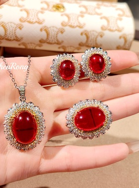 夸张鸽子蛋锆石项链吊坠彩宝百搭