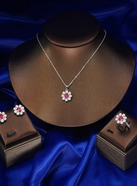 气质满钻雪花项链优雅精致女高端