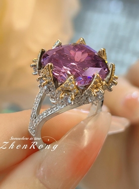 时尚重工豪镶干枯玫瑰戒指女奢华