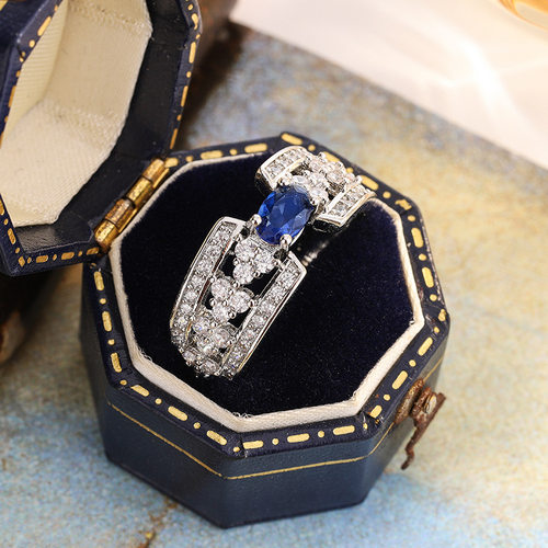 2025满钻镶嵌仿蓝宝石锆石戒指女