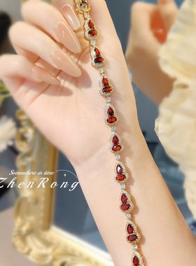新中式国风石榴红葫芦手链女气质
