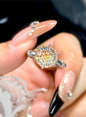 简约气质烟花切璀璨干邑色戒指女