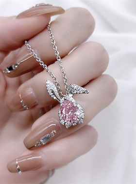 时尚锁骨链兔子耳钉高级感项链女