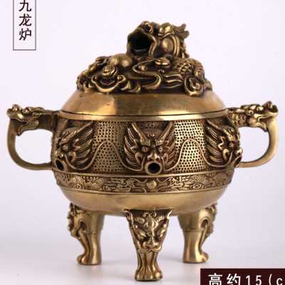仿古青铜器香炉家用室内纯铜盘香炉香薰炉办公桌书桌摆件工艺礼.