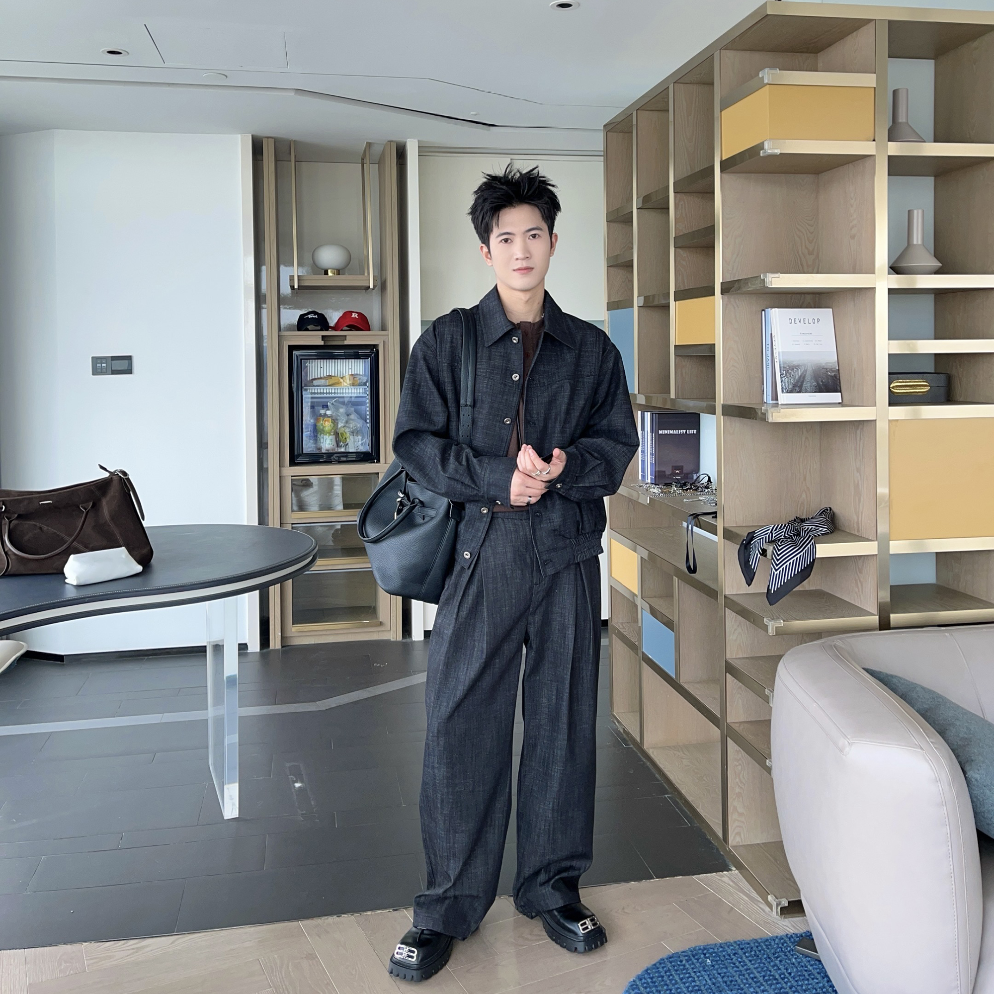 秋冬老钱风套装轻熟风男装一整套