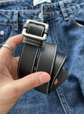 TIT自留款什么裤子都能搭的白线黑色简约懒人皮带时尚腰带裤带潮