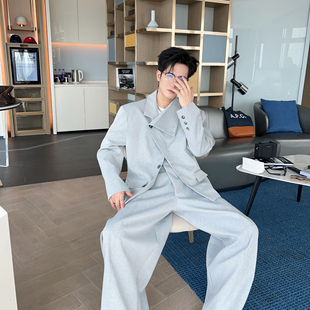 男款 春装 套装 宽松高级感含羊毛西装 大牌感两件套搭配 小众设计大码