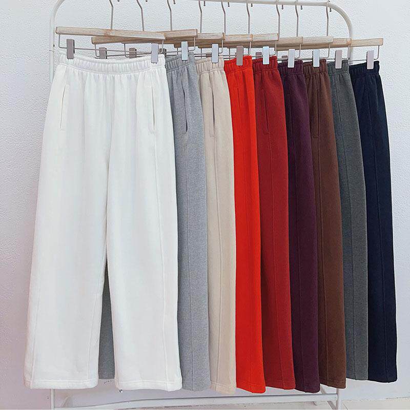 S+JL studio韩国版秋冬宽松百搭直筒松紧腰加绒卫裤口可抽绳束脚