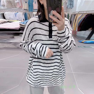 条纹打底衫秋冬新款宽松长袖针织衫毛衣显瘦Polo衫S+JL studio