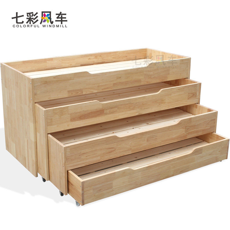 幼儿园儿童午托床四抽屉推拉床午睡折叠多层实木床午休小床
