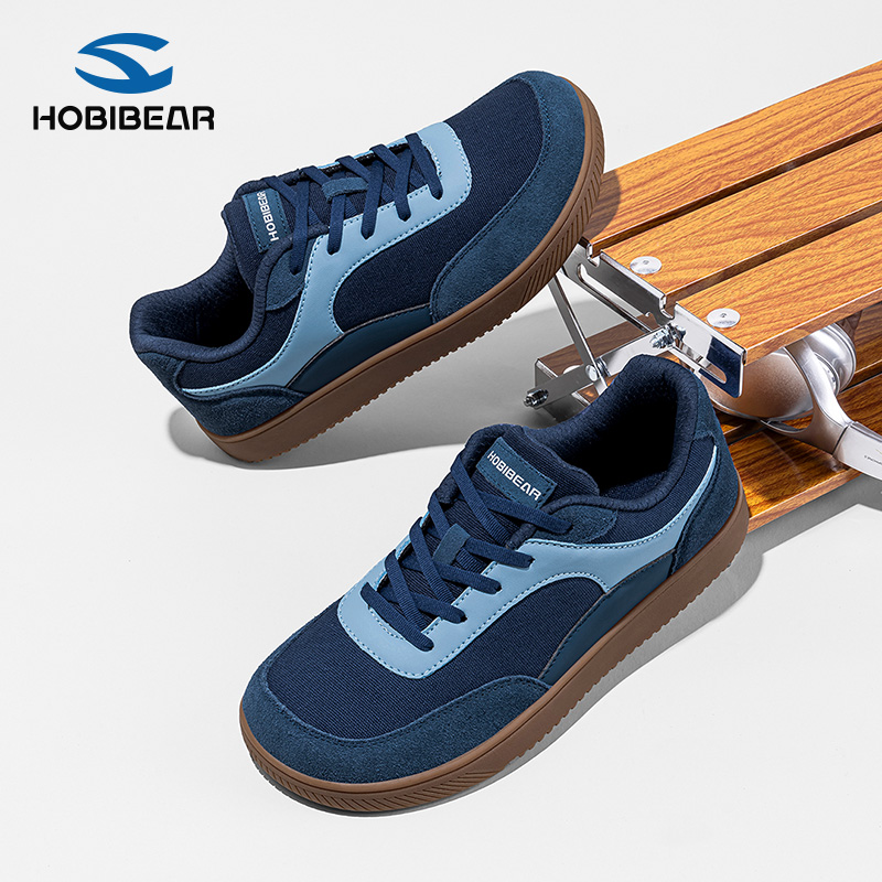 HOBIBEAR男鞋2025新款男士宽头休闲鞋时尚低帮外贸爆款大码宽楦鞋