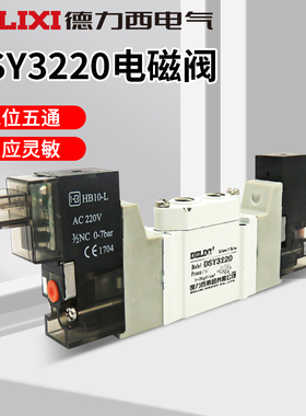 德力西DSY3220二位五通换向阀 电磁阀气体阀SMC型
