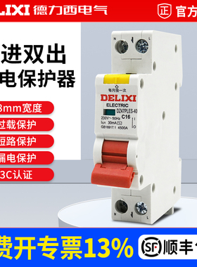 德力西DZ47PLES双进双出1P+N家用空气开关带漏电保护断路器总电闸