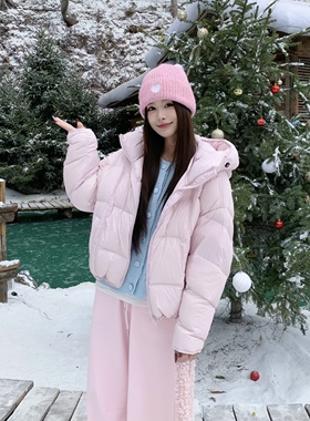 3MER哦哦三妹 云朵泡芙90白鸭绒连帽羽绒服女冬季新款短款面包服