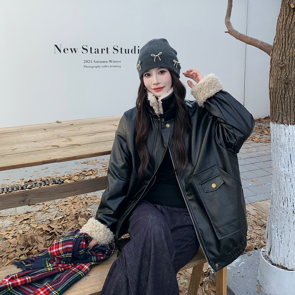 夹棉皮衣外套3MER宽松