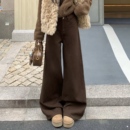 子 垂感显瘦裤 3MER哦哦三妹糖炒栗子美拉德棕色阔腿牛仔裤 女秋冬季