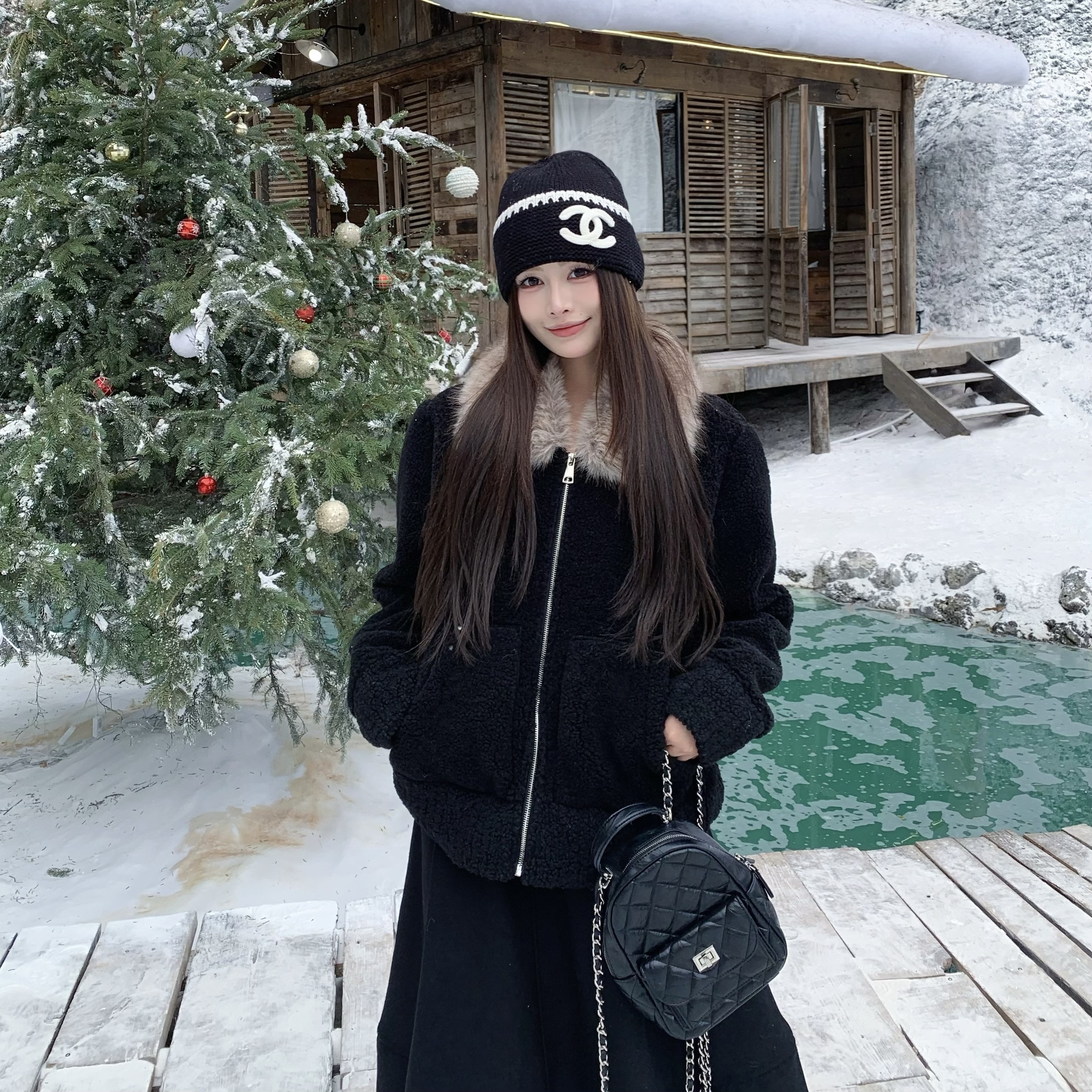 3MER韩女千金可拆卸毛领毛毛外套