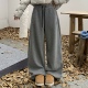 3MER哦哦三妹灰色加绒休闲裤 子 垂感宽松拖地阔腿裤 女冬季 百搭卫裤