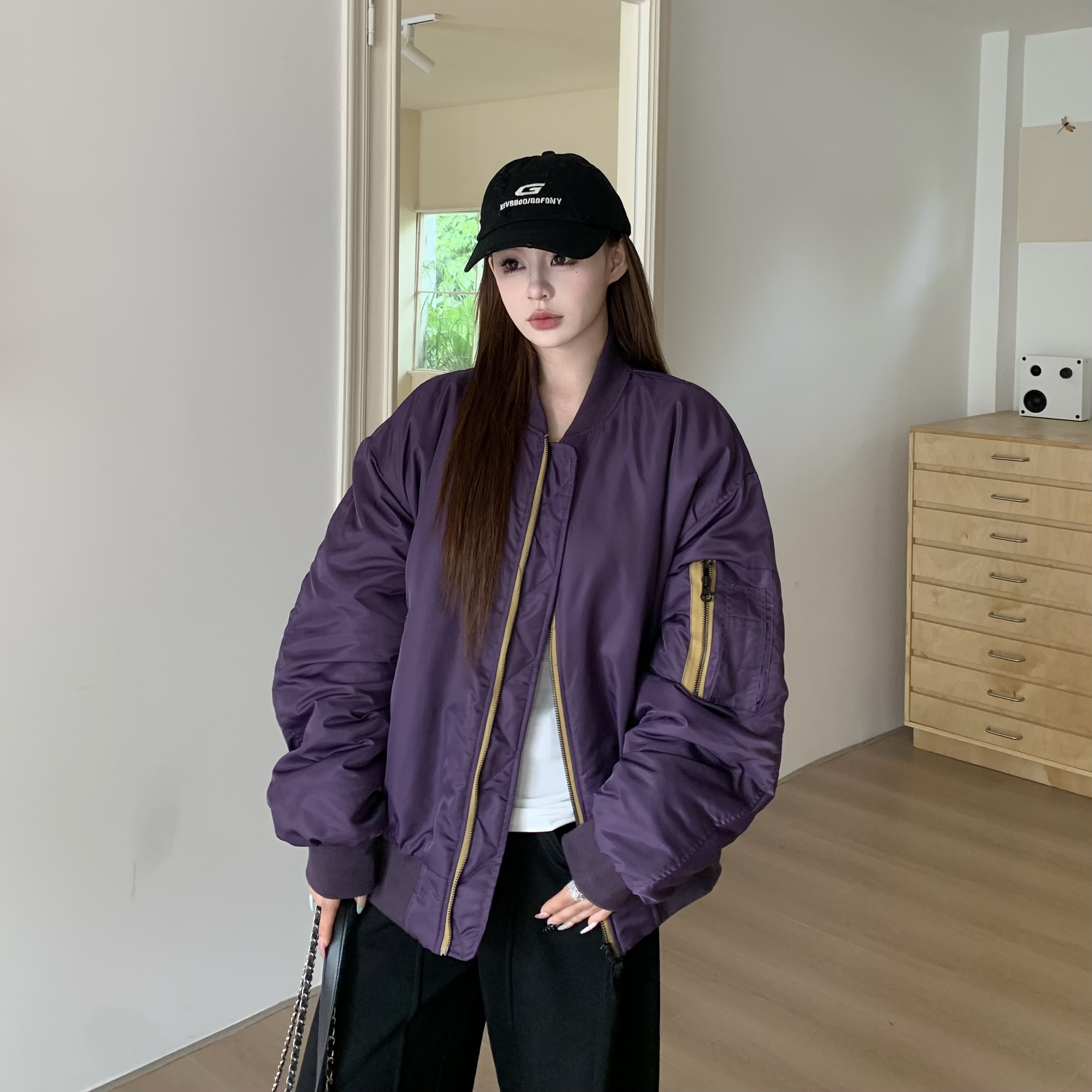 3MER美式情侣款飞行服棉服外套