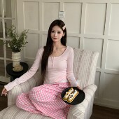 3MER哦哦三妹纯欲甜妹假两件长袖 T恤女修身 显瘦2025拼接内搭上衣