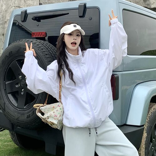 3MER立领荷叶防泼水男女防晒外套