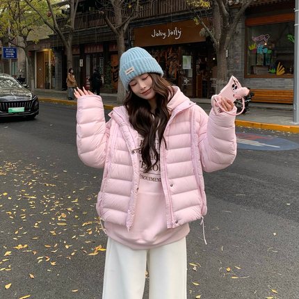 3MER哦哦三妹90白鸭绒袖子可拆卸两穿排骨羽绒服女冬轻薄马甲外套