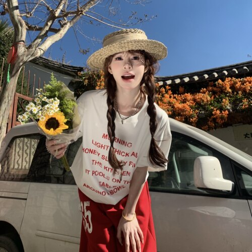 3MER字母印花撞色短袖T