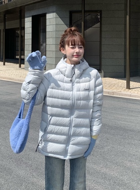 3MER哦哦三妹90白鸭绒轻薄连帽排骨羽绒服女2025冬季新款保暖外套