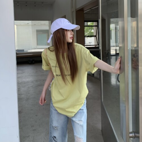 3MER韩女松弛感字母短袖T
