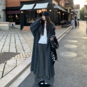 中长款 3MER哦哦三妹韩系慵懒灰色针织开衫 女秋冬新款 外穿毛衣外套