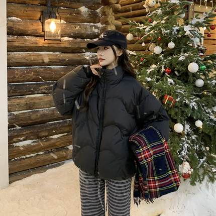 3MER哦哦三妹重磅90白鸭绒羽绒服女2024秋冬加厚立领面包服外套