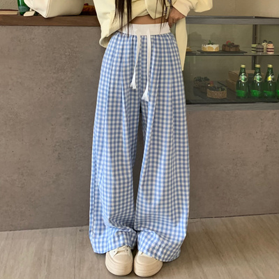 3MER多巴胺蓝休闲格子裤