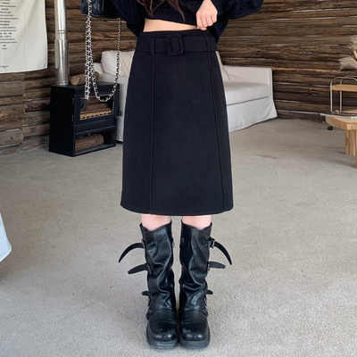 3MER冬季呢子百搭五分裙